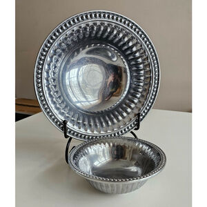 Wilton Armetale Flutes & Pearls Pewter Bowl Set – 9" & 6" – Made in USA